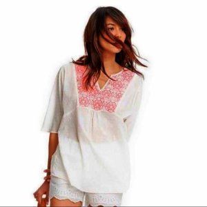 Boden Alexandra Swiss Dot White and Pink Blouse